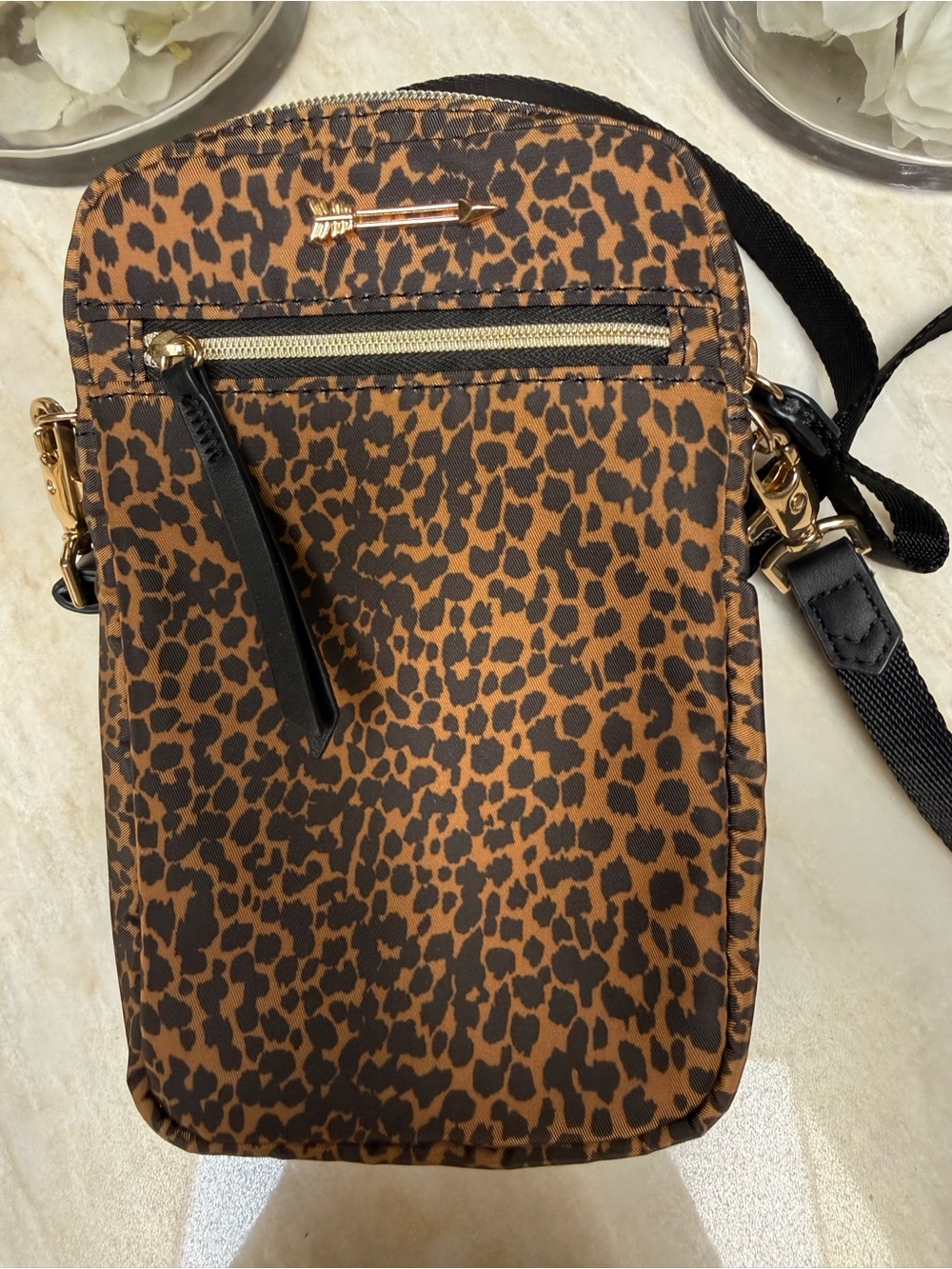 Leopard Print Crossbody Bag - Brown